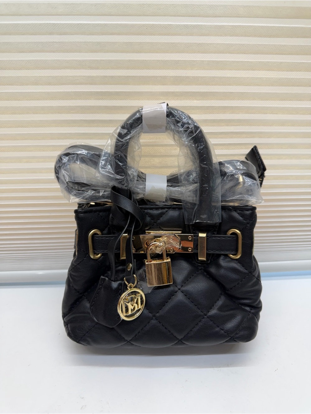 Badgley Mischka Mini Diamond Quilted Tote Crossbody Bag